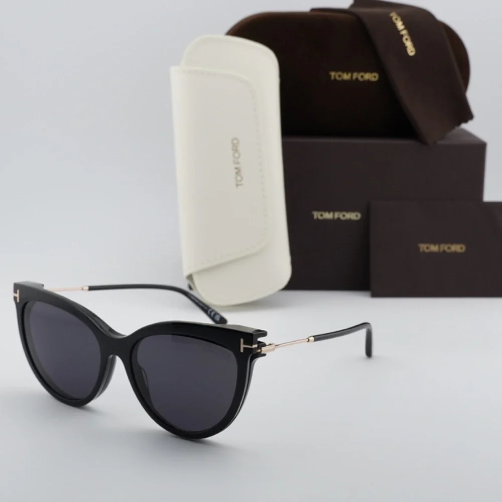 New! Tom Ford FT5994-B 001 Stylish Black Sunglasses Clip On Set, Authentic